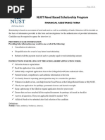 NUST Need Based Scholarship Form