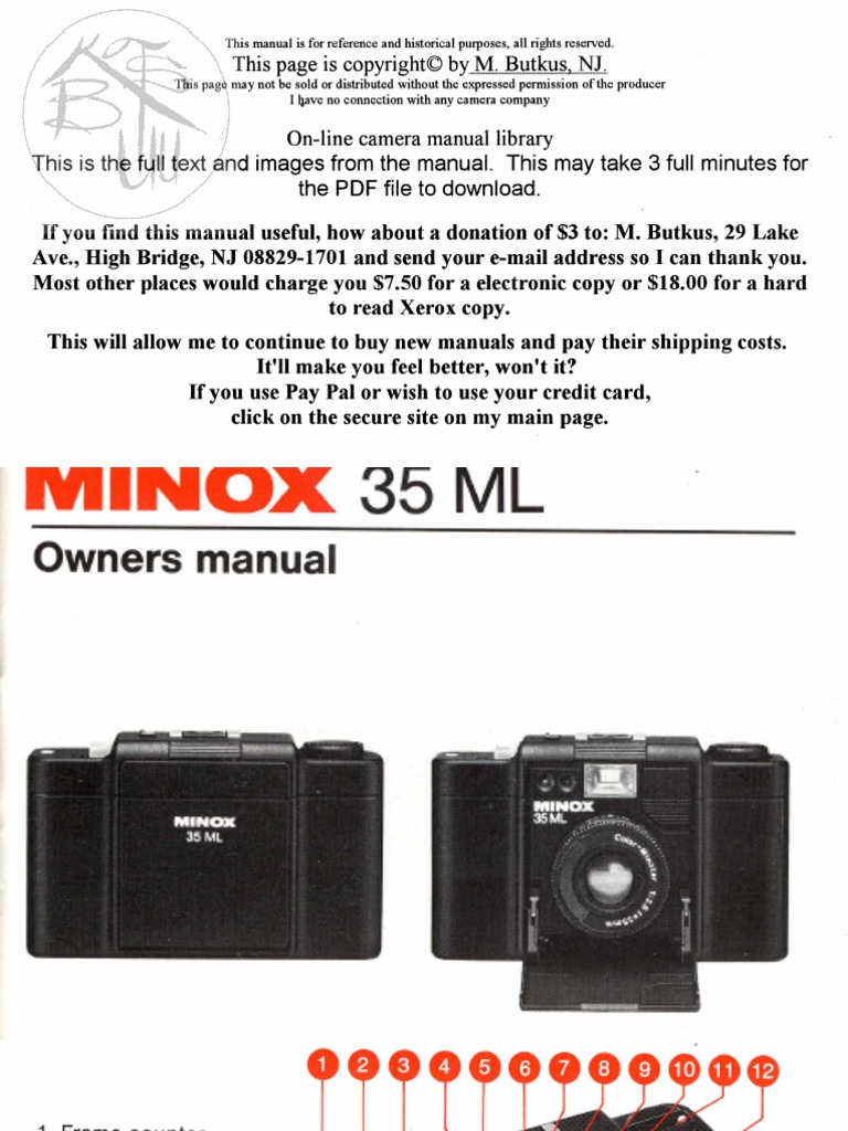 【ジャンク品】ミノックス　MINOX 35ML　ケース　説明書付き Minox 35ml | PDF | Shutter Speed | Exposure (Photography)