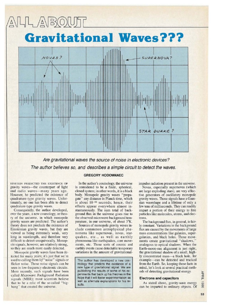 Monopole Gravity Wave Detection Methods | PDF | Gravitational Wave ...