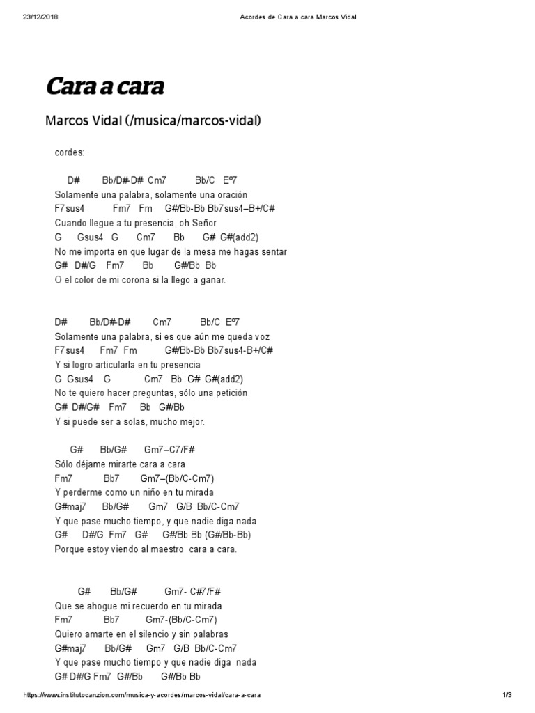 Acordes De Cara A Cara Marcos Vidal Ocio