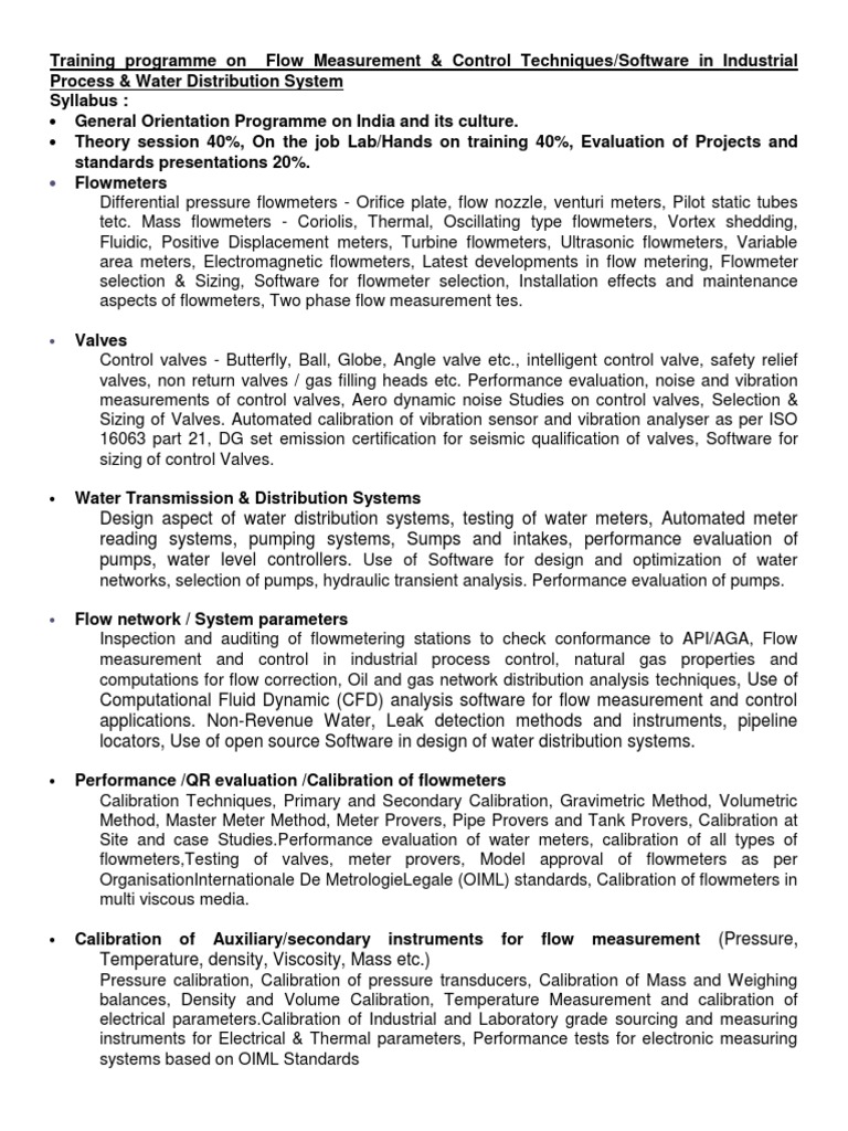 REVISED Flow Measurement Course Syllabus-New | PDF | Flow Measurement ...