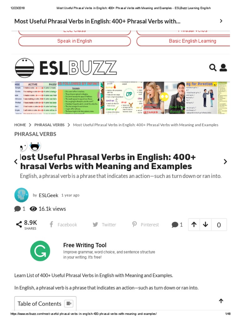 Most Useful Phrasal Verbs in English - 400+ Phrasal Verbs With Meaning ...