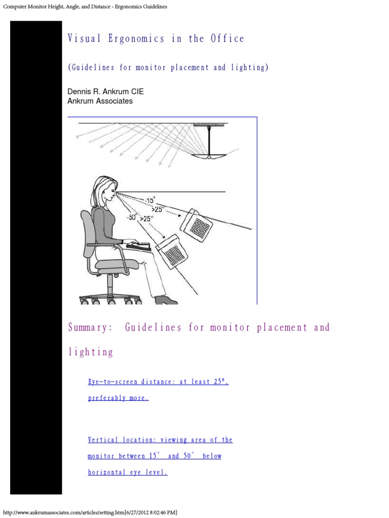 Computer Monitor Height, Angle, and Distance - Ergonomics Guidelines ...