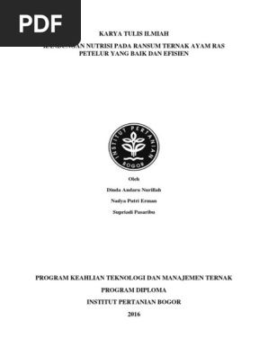 contoh karya tulis ilmiah tentang peternakan ayam