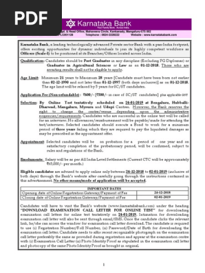 Karnataka Bank Official Notice Identity Document Image Scanner