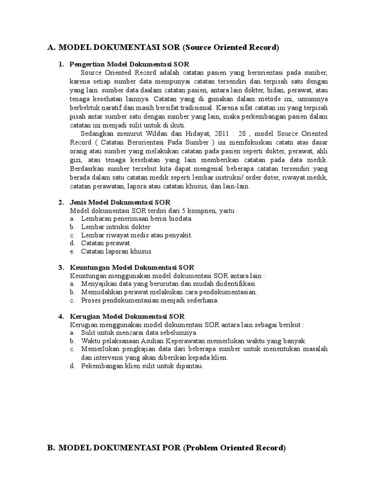 Model Dokumentasi Sor Dan Por Pdf