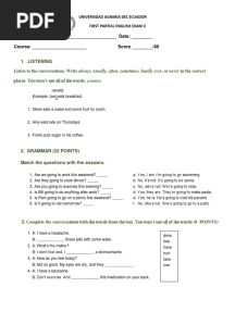 Examen Primer Parcial English II