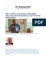 Peter Sloterdijk Interview - 'The World Is Returning To Pluralism After American Hegemony' - WorldPost & Washington Post - Jan 2017