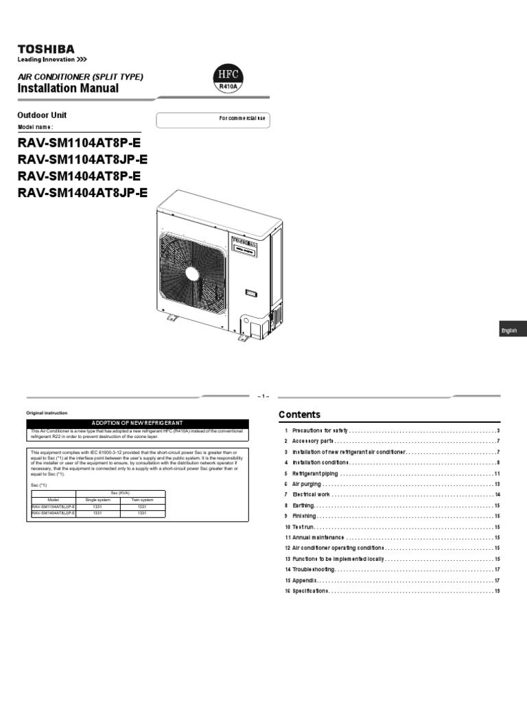 Manual Toshiba Clim | PDF | Air Conditioning | Electrical Wiring