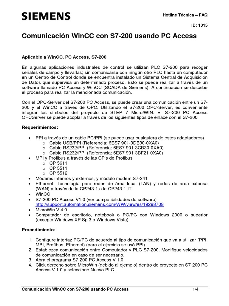 Establecer Comunicacion PLC SCADA Con PC Access PDF | PDF ...