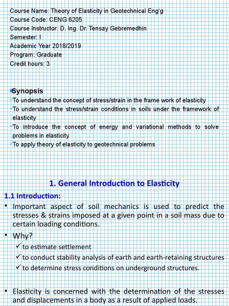 Theory of Elasticity in Geotechnical Engineering | PDF | Deformation ...