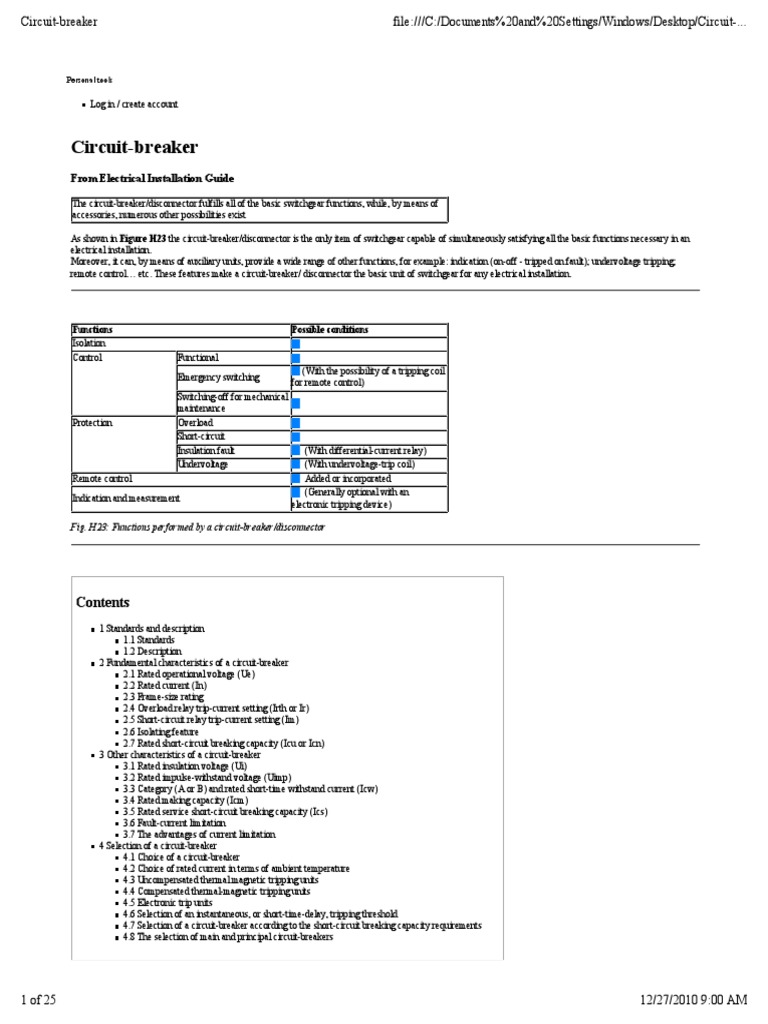 Circuit Breaker Functions and Features | PDF | Relay | Power Engineering