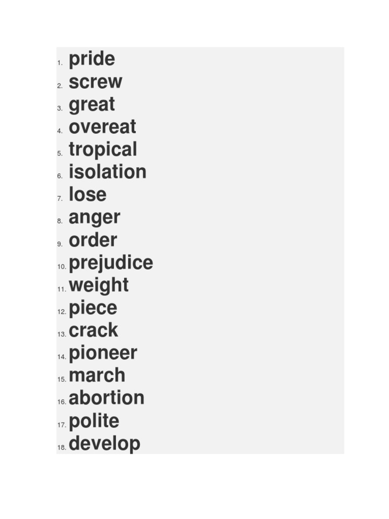 Diverse Vocabulary Word List | PDF | Nature