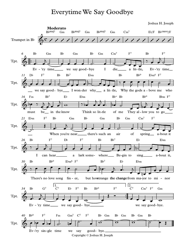 Everytime We Say Goodbye (Trumpet) | PDF