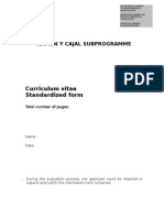 Curriculum Vitae Standardized Form: Ramón Y Cajal Subprogramme