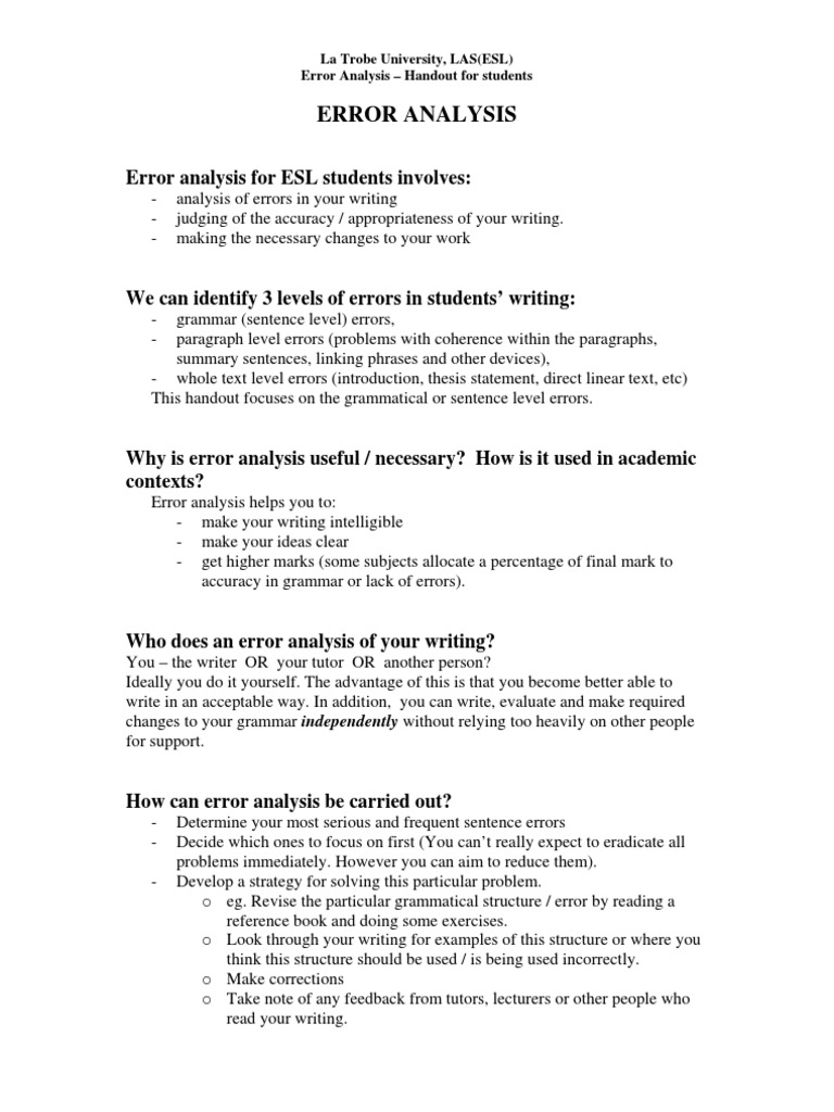 Error Analysis | PDF | Verb | Phrase