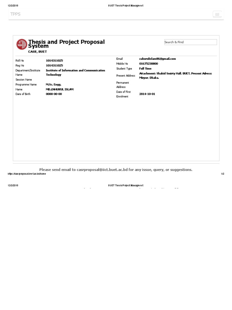Thesis and Project Proposal System: Casr, Buet | PDF