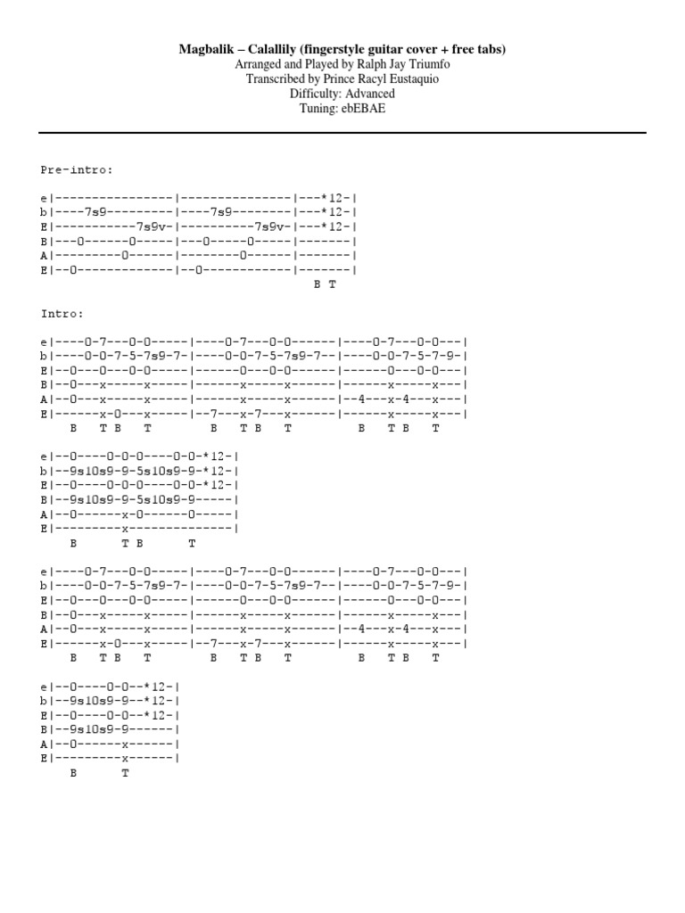 Magbalik Calallily (Fingerstyle Guitar Cover + Free Tabs) PDF