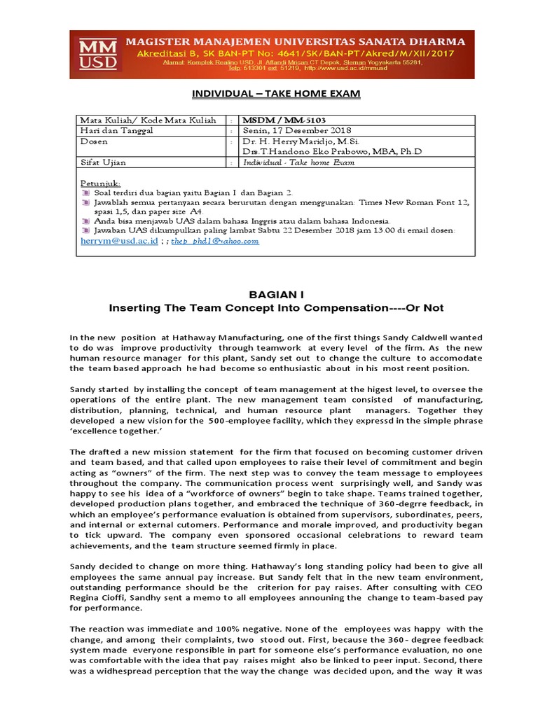 0 Uas Msdm Dec 17 2018 Due Date Dec 22 2018 1 Pm Pdf Performance Appraisal Plagiarism