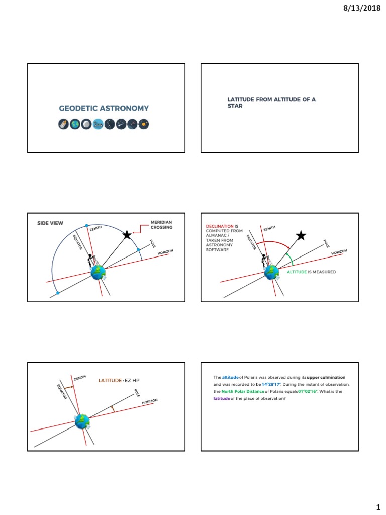 Geodetic Astronomy: Latitude Calculations | PDF