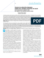 El Psicólogo en Atención Primaria: Un Debate Necesario en El Sistema Nacional de Salud