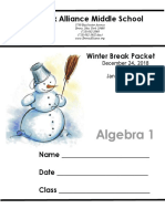 Mathematics - Algebra 1 - Winter Packet 1