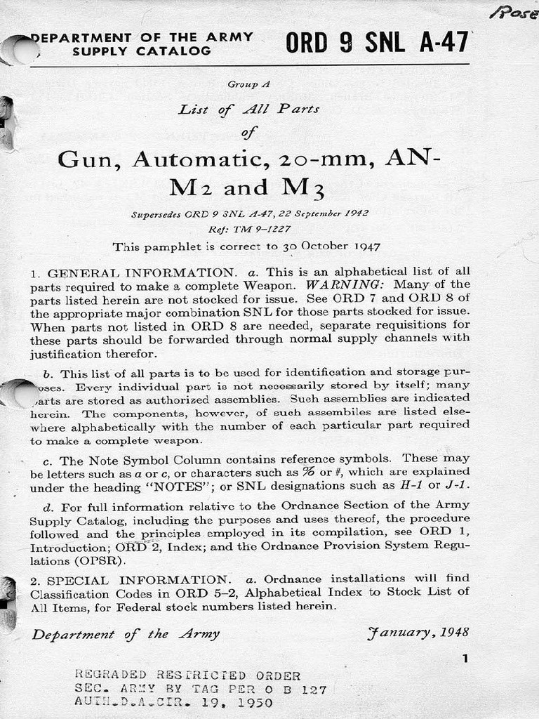 ORD 9 SNL A 55 Mount Machine Gun Cal 30 or Cal 50 M35 and M35C 1950 | PDF