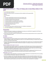 GESE G3 - Classroom Activity 5 (Adult Learners) - Place of Study, Jobs and Describing States in The Past