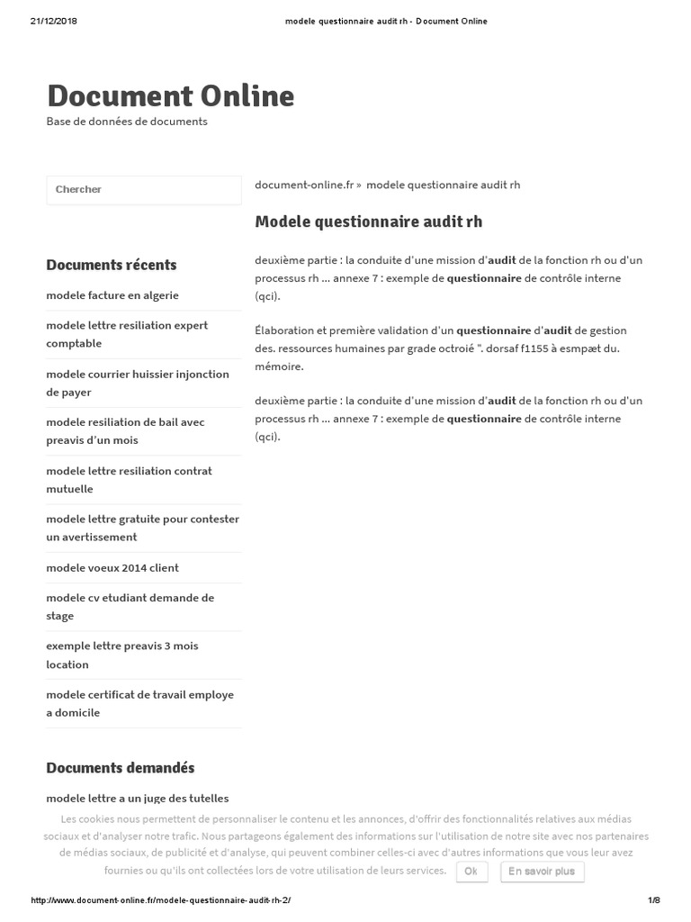 Modele Questionnaire Audit RH | PDF | Gestion des ressources humaines ...