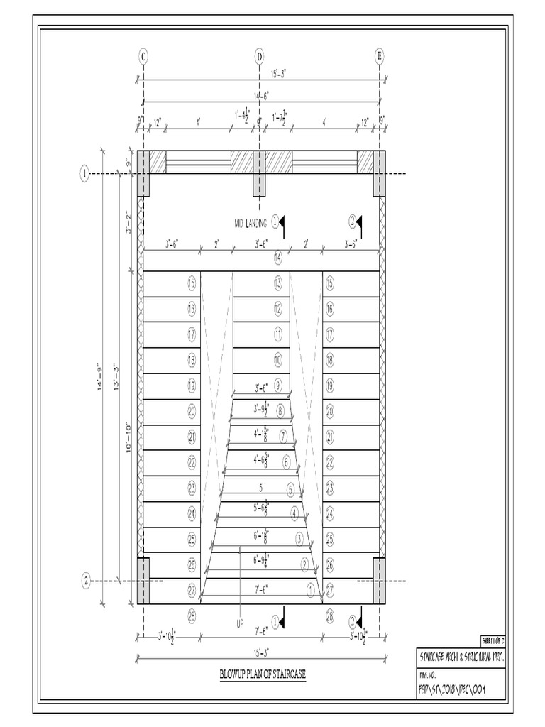 Staircase Architectural Drawing Plan | PDF