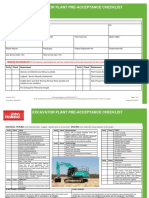 JH FRM Pae 001 11 Excavator Plant Pre Acceptance Checklist