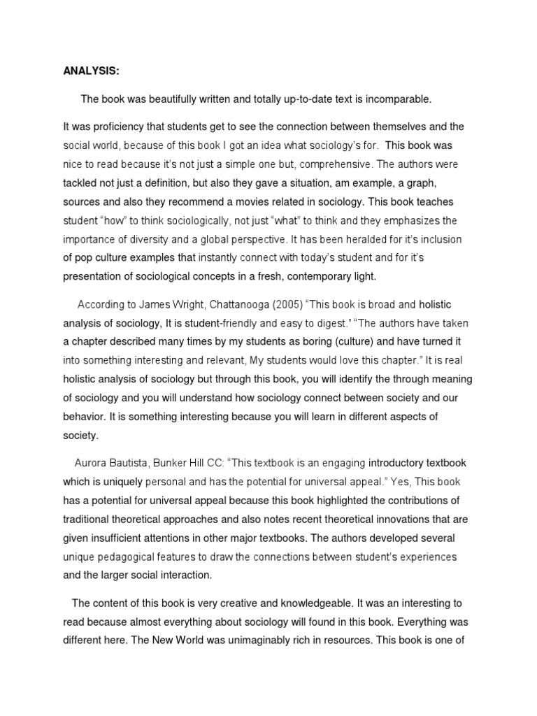 Analysis The Book Was Beautifully Written And Totally Up To Date Text