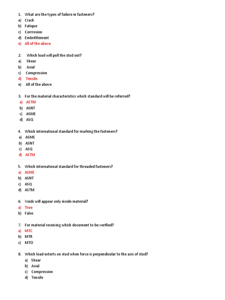 Fastener Failure Types and Testing Standards | PDF