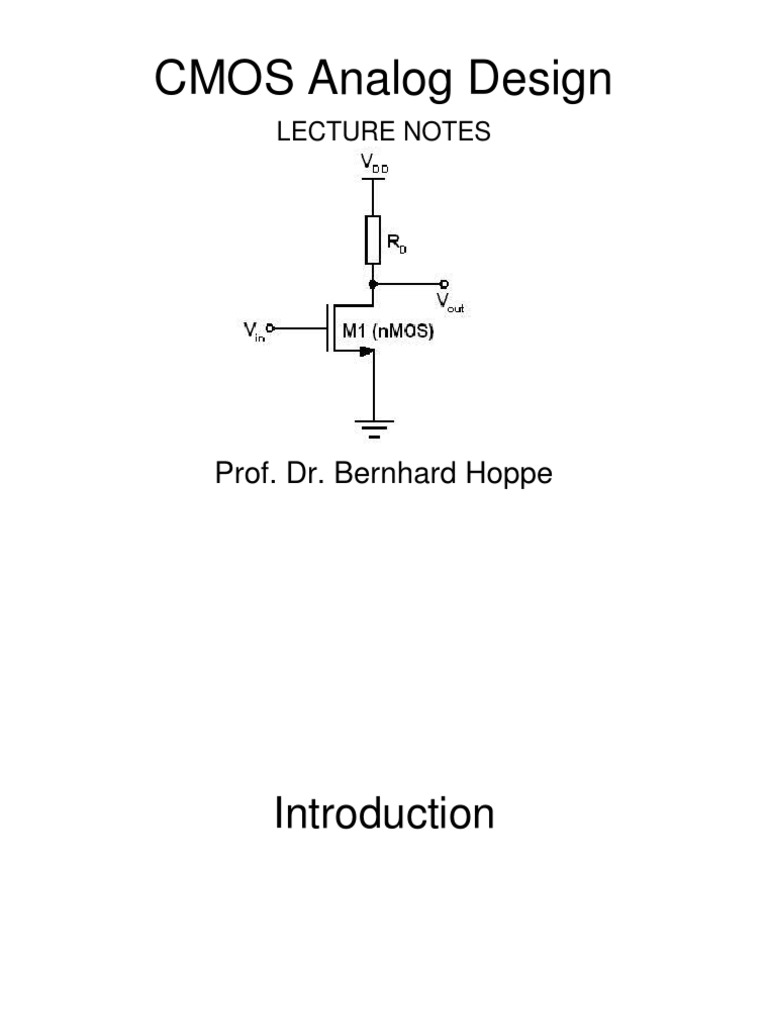CMOS Analog Design Lecture Notes Rev 1.5L - 02!06!11 | PDF | Mosfet | P ...
