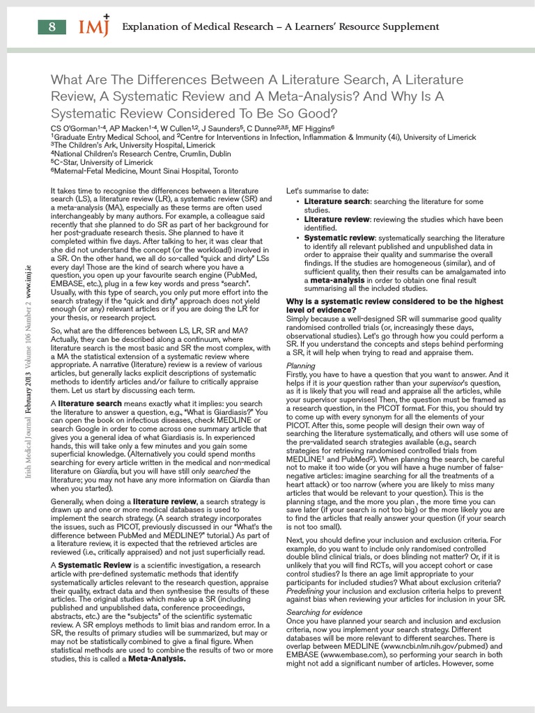 Literature review vs meta-analysis image