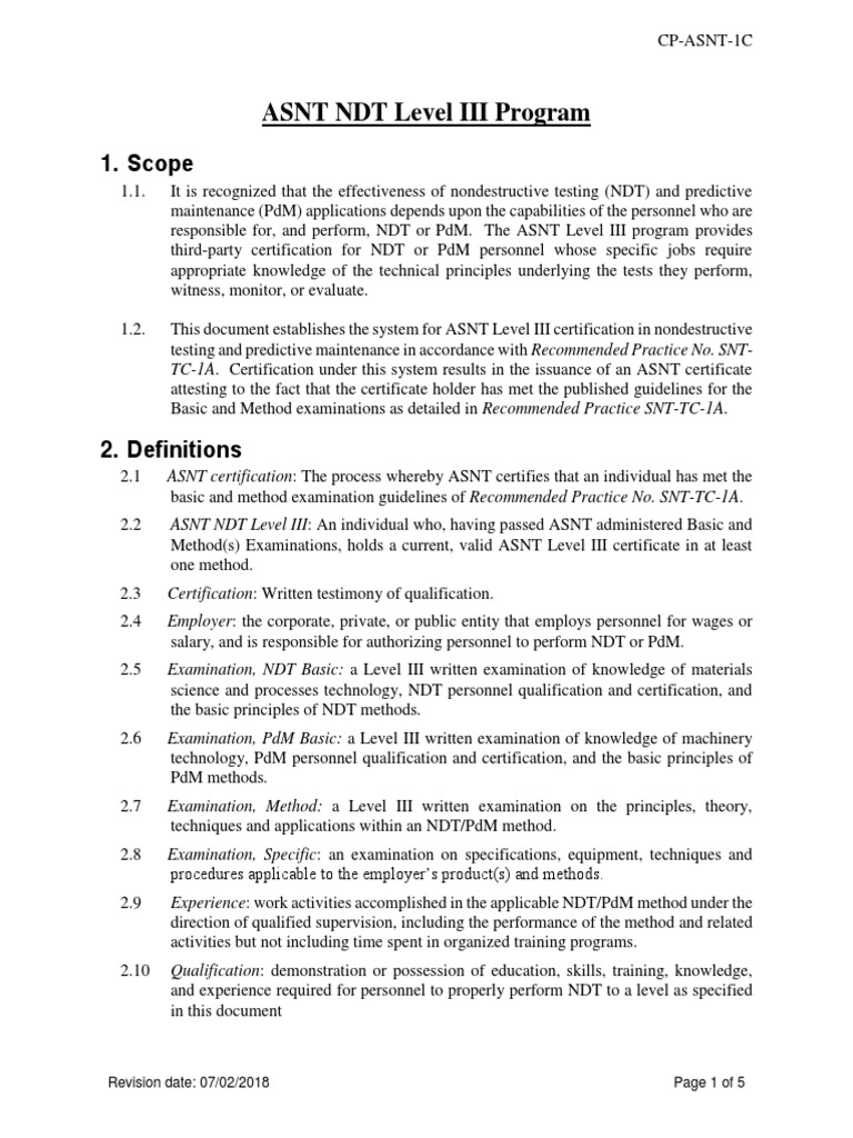 Ndt Cp Asnt Pdf Pdf Nondestructive Testing Certification