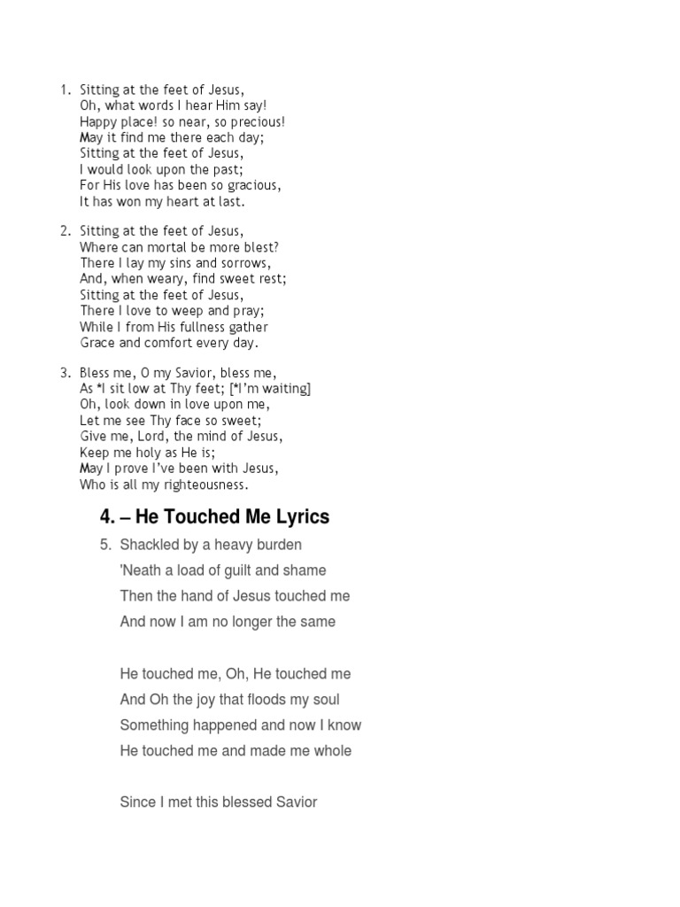 He Touched Me Lyrics PDF