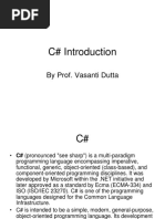 C# Introduction: by Prof. Vasanti Dutta