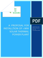 A Proposal For Installtion of 1 MW Solar Thermal Power Plant