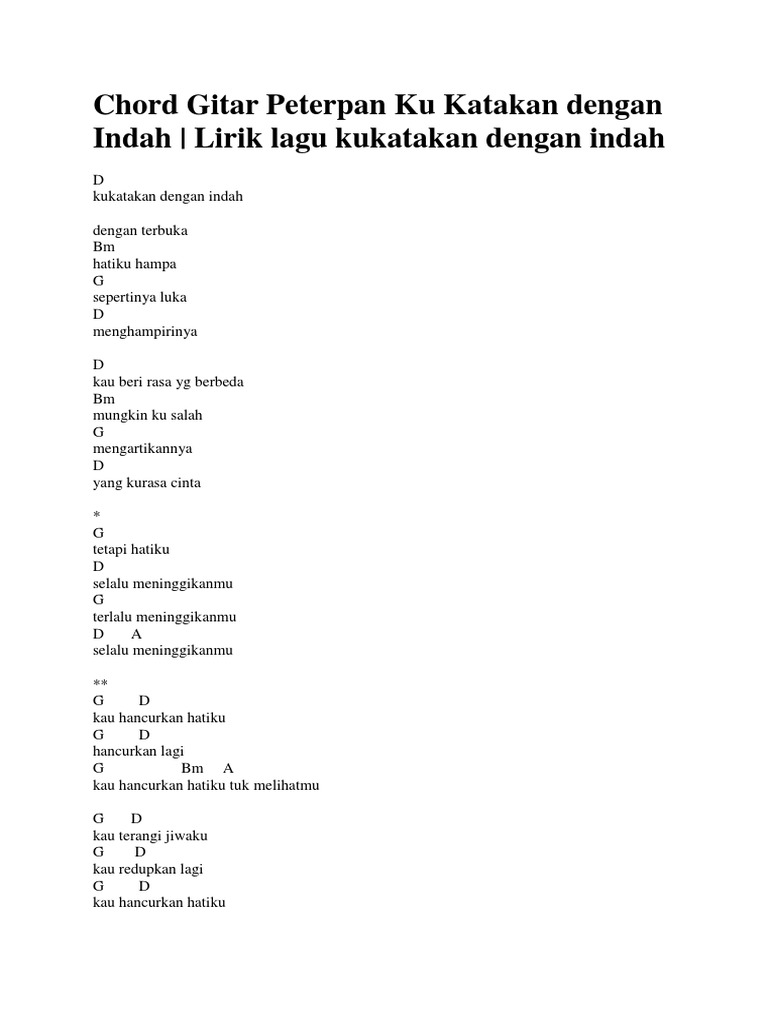 Chord Gitar Peterpan Ku Katakan Dengan Indah Pdf