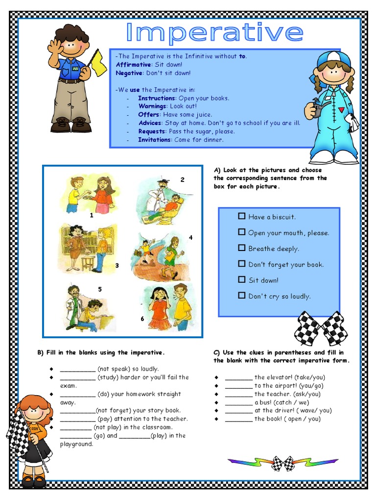 imperative 2 worksheet sintaxe gramatica