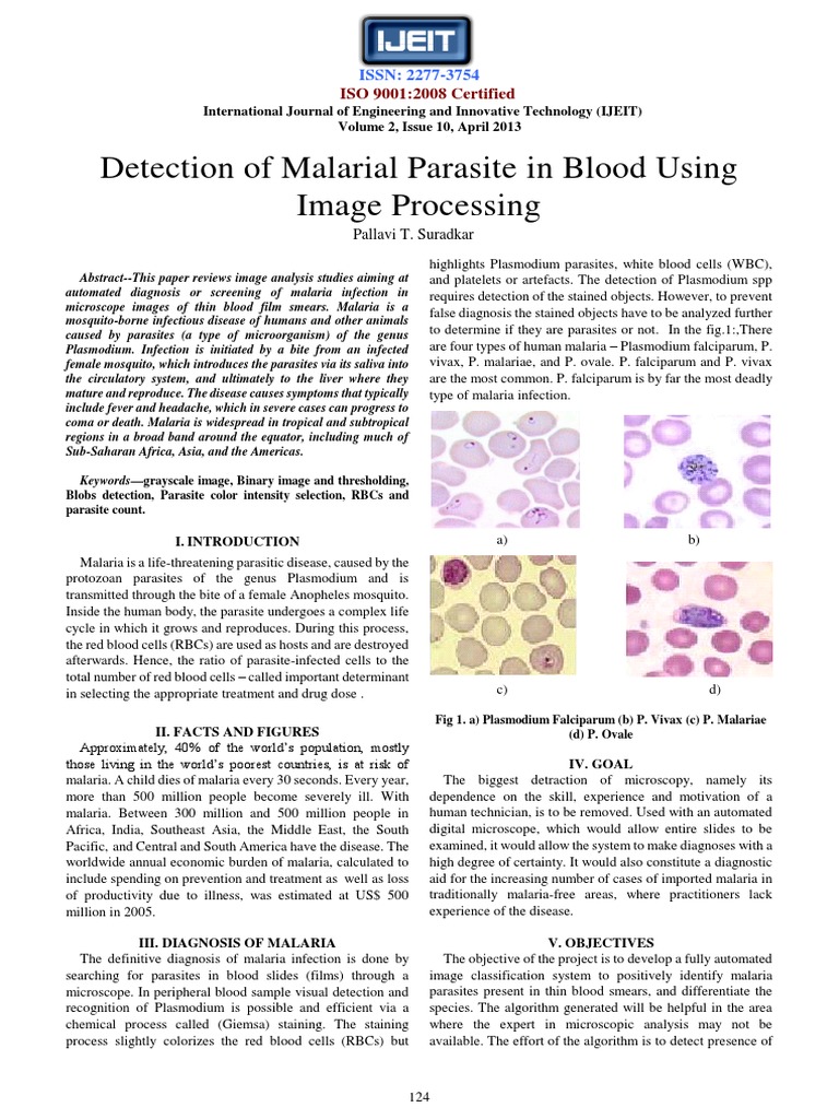 Detection of Malarial Parasite in Blood Using Image Processing ...