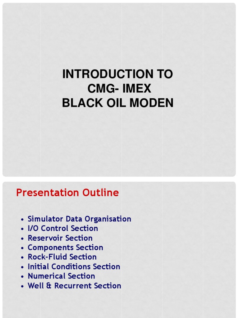 Introduction To Cmg-Imex Black Oil Moden | PDF | Aquifer | Porosity