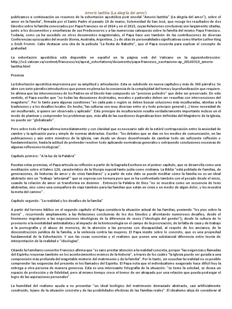 Amoris Laetitia Papa Francisco Amor - 