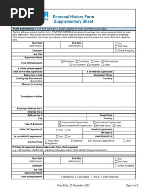 Phf supplementary form español