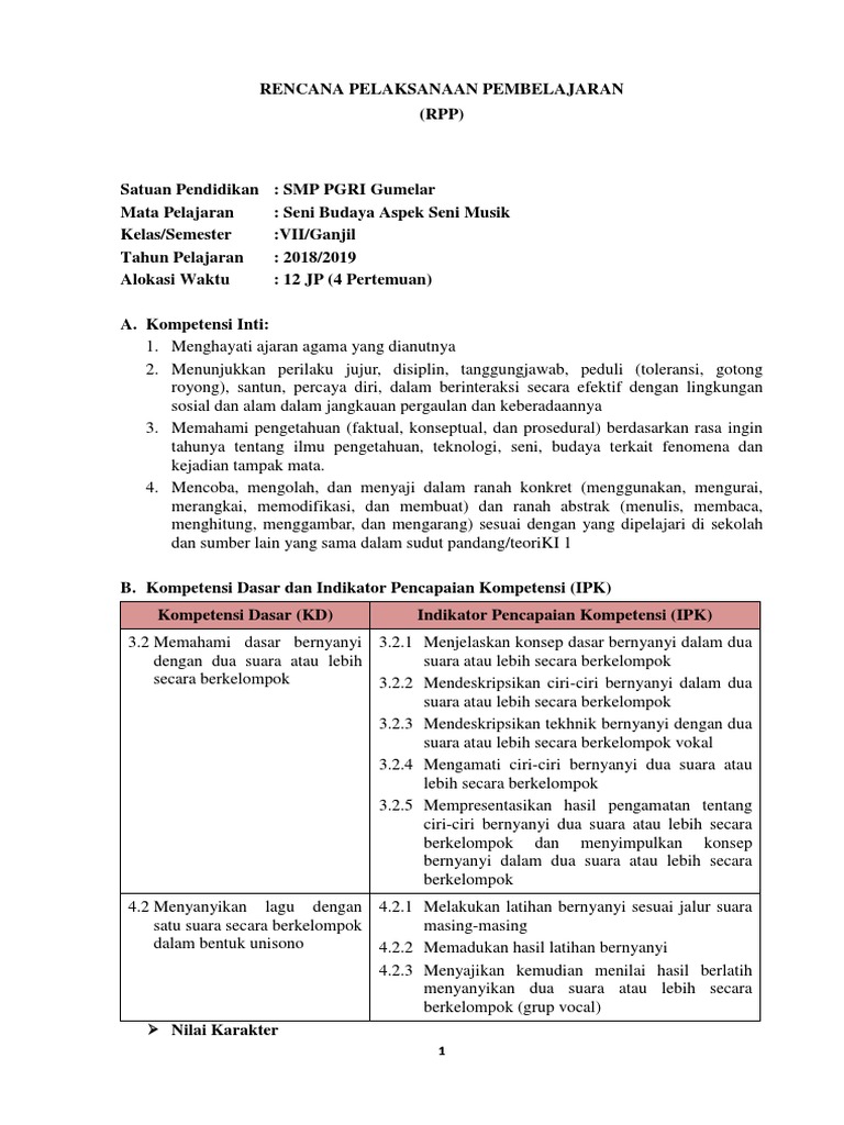 Seni Musik Kd 3 2 4 2 Menyanyi Dengan Lebih Satu Suara Semester I Fix