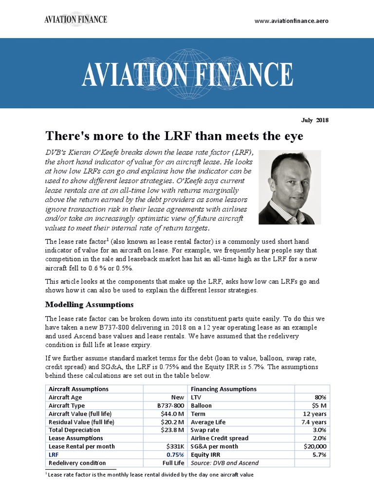 Aviation Finance More To The LRF Than Meets The Eye 120718 PDF Lease Depreciation