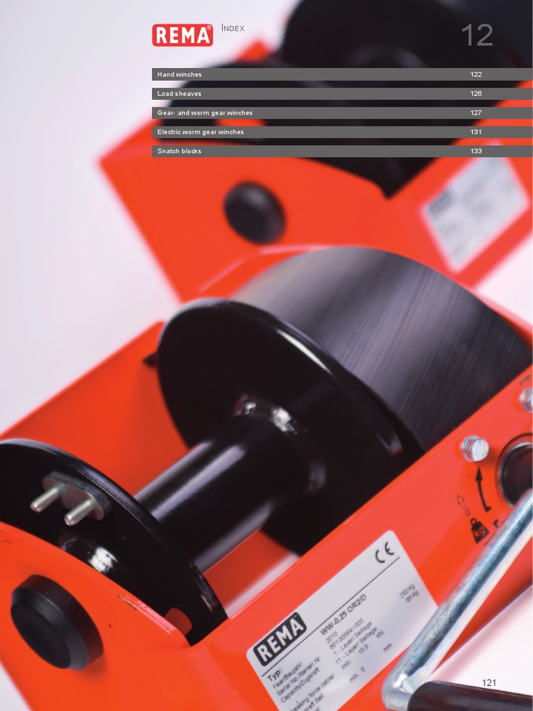 Hand Winches 122 Load Sheaves 126 GearAnd Worm Gear Winches 127