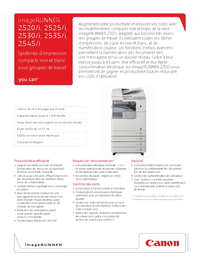Brochure Ir2520 25 30 35 45 Windows Vista Windows 7
