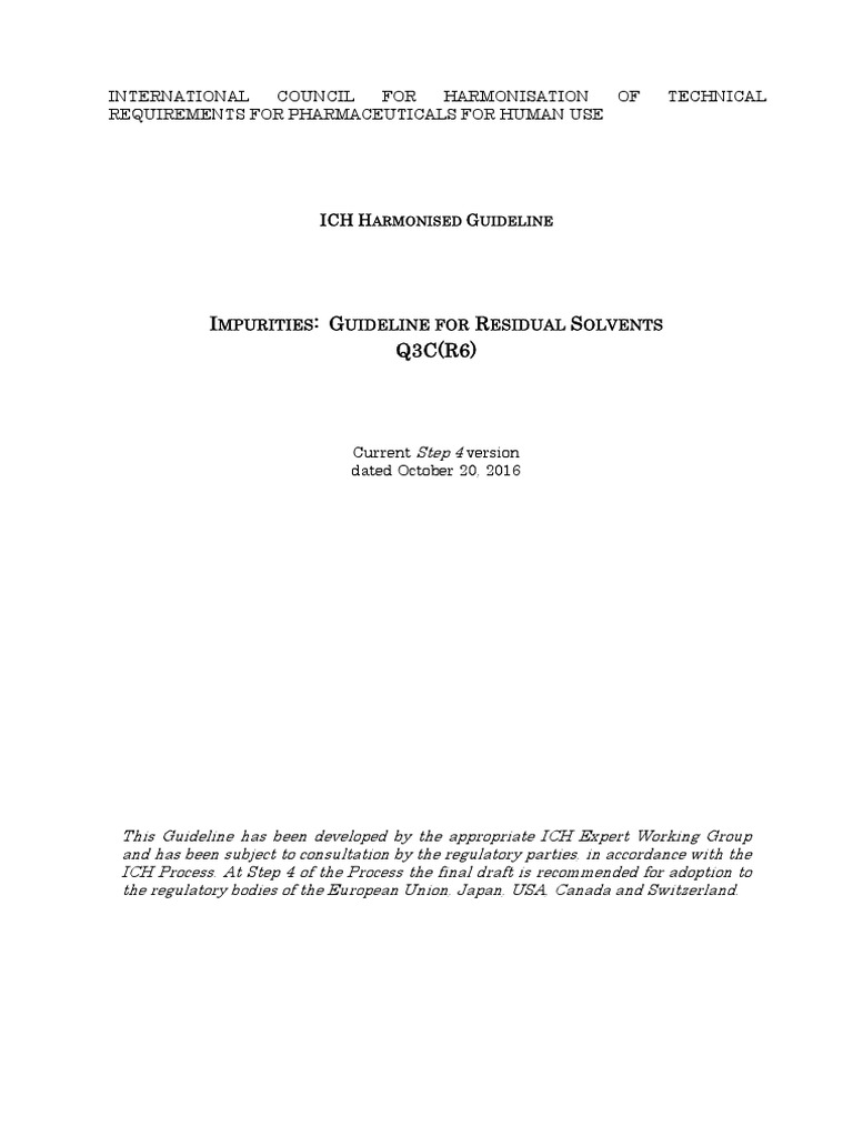Ich q3c residual solvents pdf solvent toxicity